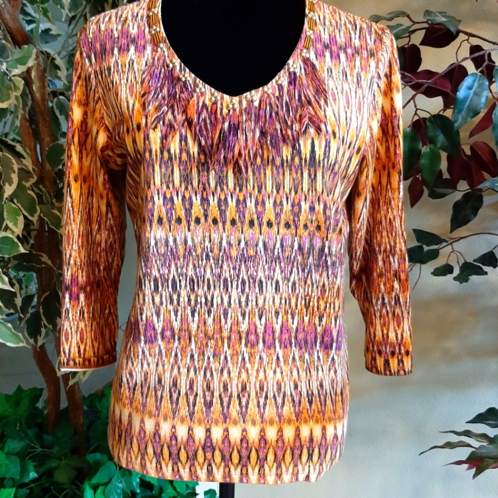 Ruby Rd. Ladies Top, Size:Small, Purple, Orange, Pink.
